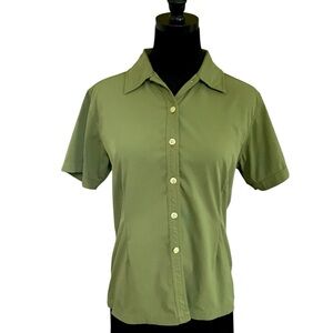 The North Face Tekware Button Down Green Nylon Shirt Women's Size Medium